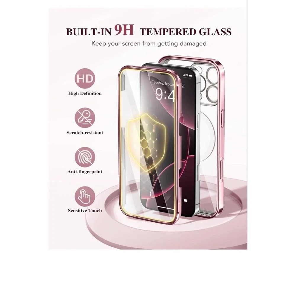 BERFY Magnetic for iPhone 16 Pro Case  Pink Compatible‎ With MagSafe